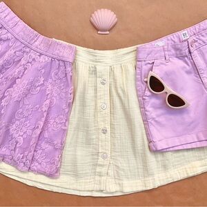 Bundle ❉ Cotton Lace Skirt & Shorts in Light Pink Lilac Size 12 14